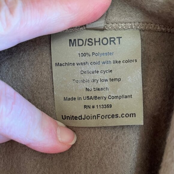 United‎ Join Forces Fleece Military Jacket Polyester Coyote Tan MD/Short  EUC - Picture 4 of 5